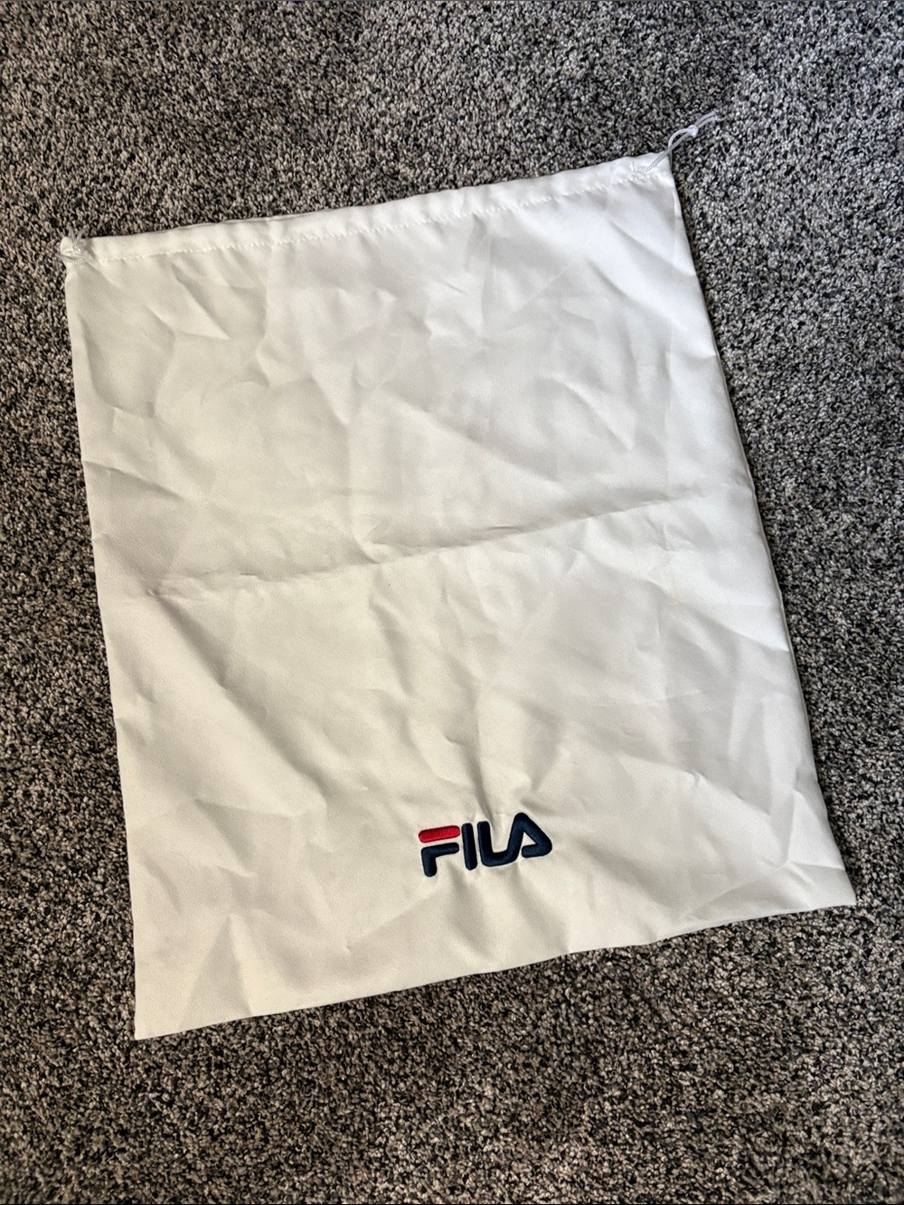 FILA White Drawstring Dust Bag with Navy Red Logo